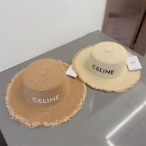 お洒落小物お勧め☆セリーヌ スーパーコピー 麦わら帽子 CELINE ロゴプリント柄  紫外線対策 2色