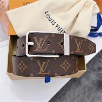 ルイヴィトン コピー ベルト モノグラム キャンバス＆子牛革 ダミエ Damier Cobalt シリーズ 刻印ロゴ  LOUIS VUITTON