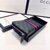 GUCC1 コピー 長財布 モノグラム 牛革 レザー 21x11㎝ ブラック系 GGスプリーム シェリーライン ファスナー