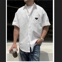 【VIPセール】プラダシャツコピー PRADA新作おしゃれ男女OKリラックス感半袖シャツ着こなし上品