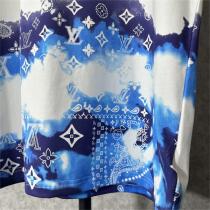 おすすめの春夏コーデ ルイ ヴィトン Tシャツ プリント柄 グラデーション LOUIS VUITTON 純綿生地 白と青