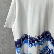 おすすめの春夏コーデ ルイ ヴィトン Tシャツ プリント柄 グラデーション LOUIS VUITTON 純綿生地 白と青