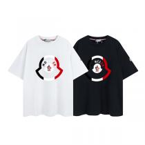 ★抜け感★ MONCLER コピー Tシャツ ロゴプリント 柄 コントラストカラー モンクレール 100%綿 2色