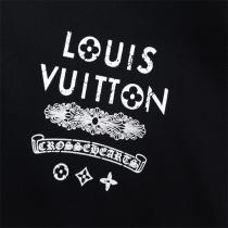 ルイヴィトン スーパーコピー Tシャツ CHROME HEARTS Ｘ LOUIS VUITTONロゴプリント コラボ 純綿生地 