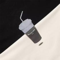 シンプルスタイル☆BALENCIAGA コピー Tシャツ ミルクティー ロゴ バレンシアガ コットン オーバーサイズ