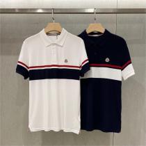 夏の定番アイテム☆☆ モンクレール スーパーコピー ポロシャツ ロゴ 貼り付け ストライプ柄 定番色 MONCLER