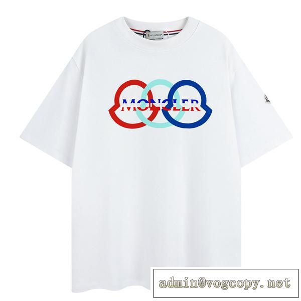 ☆MONCLER スーパーコピー Tシャツ ロゴ プリント 貼り付け飾り 綿生地 モンクレール ☆☆