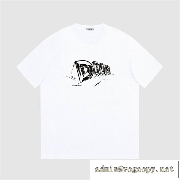 春夏シーズンおすすめ DIOR スーパーコピー Tシャツ ディオール 落書き ロゴ プリント 柄 コットン100% 