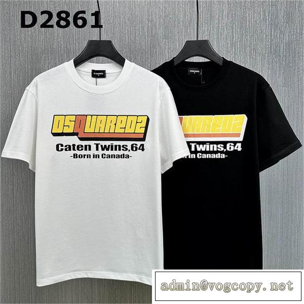 23ssコレクション新作 DSQUARED2 コピー Tシャツ ディースクエアード ロゴ イエロー 綿