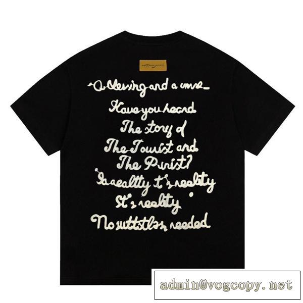 ファッション感が満点 ルイヴィトン スーパーコピー Ｔシャツ タオルロゴ刺繡 原稿 LOUIS VUITTON