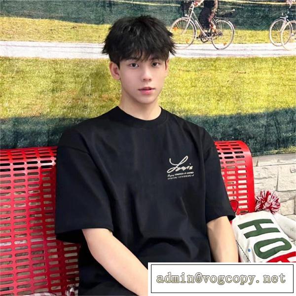 LOUIS VUITTON スーパーコピー Ｔシャツ デッサン イラスト プリント ロゴ 半袖 ユニセックス ルイヴィトン