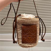 LOEWE コピー かごバッグ ミニ traffia and hemp bucket bag 2WAY 編み ロエベ