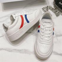 気軽に今っぽく CELINE コピー スニーカー 子牛革 青と赤 カーフレザー テニスシューズ セリーヌ 男女兼用