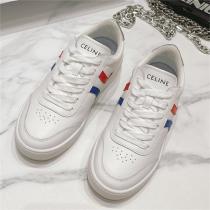 気軽に今っぽく CELINE コピー スニーカー 子牛革 青と赤 カーフレザー テニスシューズ セリーヌ 男女兼用