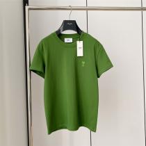 最新カラー☆AMI PARIS スーパー コピー Tシャツ 緑 ベージュ アミ パリス 刺繡 ロゴ 純綿     