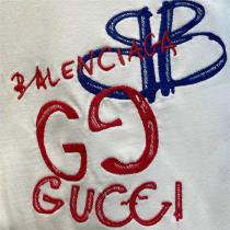 愛用するブランド新作 GUCC1 コピー Tシャツ バレンシアガｘGUCC1コラボ 刺繡ロゴ 綿生地 男女兼用
