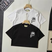芸能人愛用♡♡GUCC1 コピー Tシャツ ヤシの木 イラスト シンプル ロゴ プリント 綿 