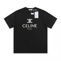 23ssコレクション最新作 CELINE スーパーコピー Tシャツ ロゴ プリント セリーヌ 男女兼用 