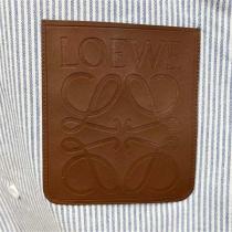 2026流行ファション ロエベ コピー シャツ LOEWE ポケット レザー 純綿 ストライプ柄 ロゴ