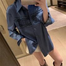 ♥大活躍の予感♥CELINE コピー シャツ デニム テンセル生地 透かし彫り ロゴ シルクのような風合い