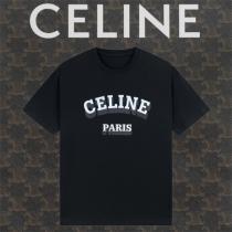 セリーヌ スーパーコピー Tシャツ CELINE コットンダブルガーゼ ロゴプリント 2色 男女兼用  