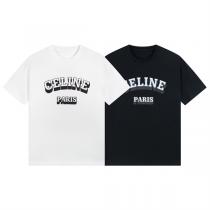 セリーヌ スーパーコピー Tシャツ CELINE コットンダブルガーゼ ロゴプリント 2色 男女兼用  
