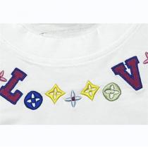 【お得な】ルイヴィトン スーパーコピー Tシャツ 刺繡 ロゴ カラフル LOUIS VUITTON 丸首