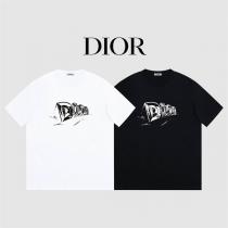 春夏シーズンおすすめ DIOR スーパーコピー Tシャツ ディオール 落書き ロゴ プリント 柄 コットン100% 