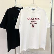 人気高い新作おすすめ PRADA コピー Tシャツ 半袖 刺繡 ロゴ プラダ 100%コットンダブルガーゼ 男女兼用