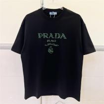 人気高い新作おすすめ PRADA コピー Tシャツ 半袖 刺繡 ロゴ プラダ 100%コットンダブルガーゼ 男女兼用