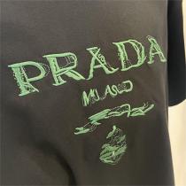 人気高い新作おすすめ PRADA コピー Tシャツ 半袖 刺繡 ロゴ プラダ 100%コットンダブルガーゼ 男女兼用
