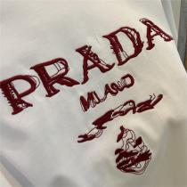 人気高い新作おすすめ PRADA コピー Tシャツ 半袖 刺繡 ロゴ プラダ 100%コットンダブルガーゼ 男女兼用