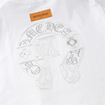 LOUIS VUITTON コピーＸ CHROME HEARTS コラボ Tシャツ 刺繡 ロゴ クロス ルイヴィトン コットン オーバーサイズ