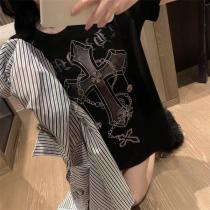 2026お勧め CHROME HEARTS コピー Tシャツ クロス ロゴ クロムハーツ ラインストーン 男女兼用 透かし彫り