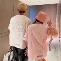 CHROME HEARTS スーパーコピー Tシャツ マカロンカラー 刺繡 ロゴ貼り付け 立体ロゴ 半袖 クロムハーツ