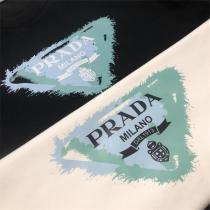 ☆お勧め美品☆ PRADA コピー Ｔシャツ 三角ロゴ プリント カジュアル 100%コットン 男女兼用