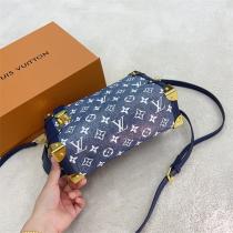 ルイヴィトン コピー ショルダーバッグ LOUIS VUITTON モノグラム レザー ネイビーブルー 金属