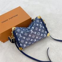 ルイヴィトン コピー ショルダーバッグ LOUIS VUITTON モノグラム レザー ネイビーブルー 金属