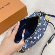 ルイヴィトン コピー ショルダーバッグ LOUIS VUITTON モノグラム レザー ネイビーブルー 金属