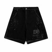 BALENCIAGA スーパーコピー ハーフジーンズ レトロ加工 ダブルb ロゴ プリント バレンシアガ デニム
