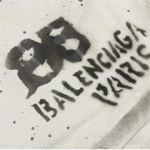 BALENCIAGA スーパーコピー ハーフジーンズ レトロ加工 ダブルb ロゴ プリント バレンシアガ デニム