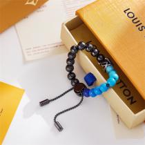 ルイヴィトン スーパーコピー ブレスレット Beadsシリーズ 黒と青 ミニ ビーズ ロゴ 刻印 LOUIS VUITTON