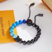 ルイヴィトン スーパーコピー ブレスレット Beadsシリーズ 黒と青 ミニ ビーズ ロゴ 刻印 LOUIS VUITTON