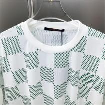 お洒落感が溢れる ルイヴィトン コピー Ｔシャツ チェック柄 プリント ロゴ 100%コットン生地 男女兼用  LOUIS VUITTON