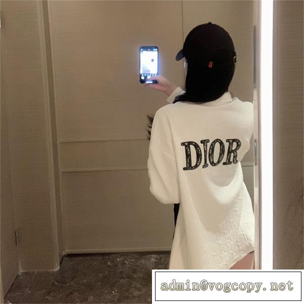 23SS DIOR 偽物 ジャケット エンボスロゴ 貼り付け モノグラム 刺繍 オーバーサイズ レディース 2色
