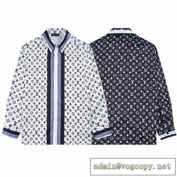 絶対に抑えておこう LOUIS VUITTON 偽物 シャツ モノグラム ストライプ 柄 ロゴ ルイヴィトン