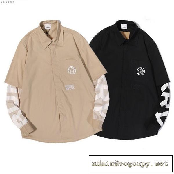 ★季節問わず★バーバリー スーパーコピー シャツ ロゴ プリント 重ね着風 2色 BURBERRY