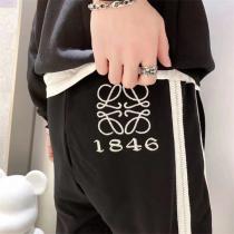 ☆春夏ファッション☆ LOEWE スーパー コピー スウェットパンツ 刺繡 ロゴ ストライプ柄 ロエベ 