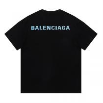 バレンシアガ コピー Ｔシャツ Adidas X BALENCIAGAコラボ 丸首 ブルー ロゴ 純綿生地 ユニセックス