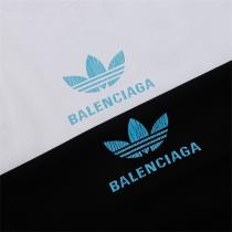 バレンシアガ コピー Ｔシャツ Adidas X BALENCIAGAコラボ 丸首 ブルー ロゴ 純綿生地 ユニセックス